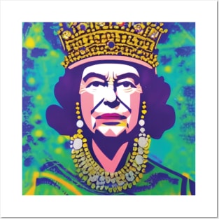 Queen Elizabeth II - Geometric Tie-Dye Posters and Art